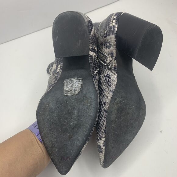 All Saints Aster Gray Snake Print Leather Western Ankle Boots Women’s SZ 36/5.5 - Picture 9 of 12